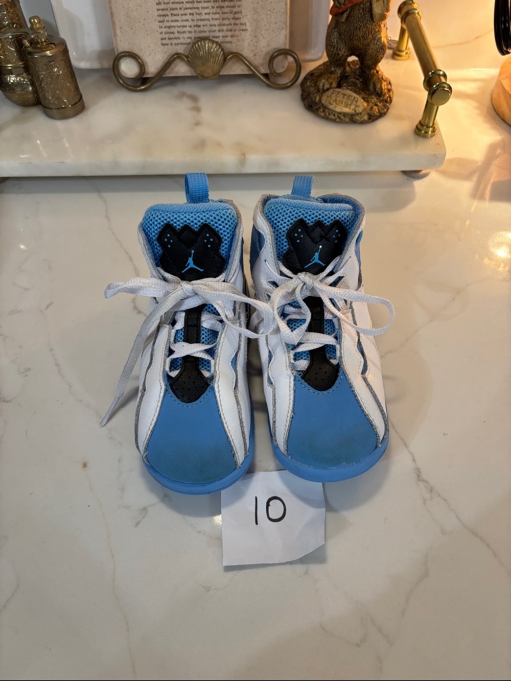 Jordan Kids Light Blue and White Basketball Sneakers